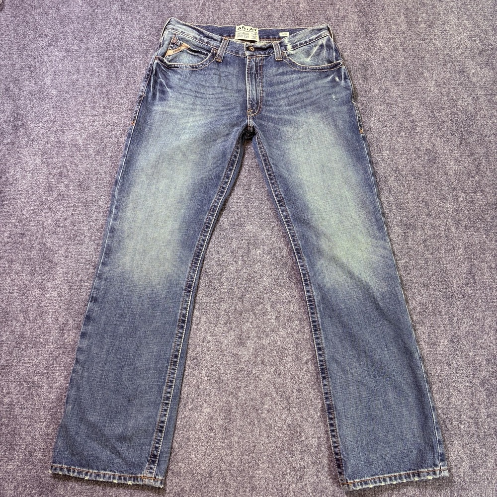 Ariat M4 Relaxed Boot Cut Jeans Mens 36x34 Blue Denim Workwear Western